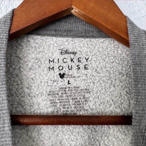 Disney Mickey Mouse Gray Long Sleeve Pullover Sweatshirt Size Large - Picture 3 of 3